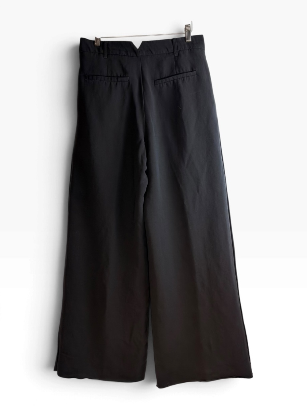 Zara Black Pleated Wide-Leg Trousers Lyocell Blend Black Size M - Picture 4 of 8